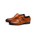 LUXUR Men's Formal Dress Work Business Faux Leather Shoes Casual Monk Strap Oxfords