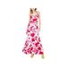 BETSEY JOHNSON Womens Pink Floral Spaghetti Strap V Neck Maxi Sheath Dress Size 4