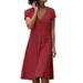 Niuer Summer Bohemian Floral Sundress For Women Casual V Neck Short Sleeve Dress A-Line Swing Midi Sundress