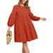 Women's Long Sleeve Dresses Lantern Sleeve Casual Ruffle Sundress A Line Loose Swing Babydoll Mini Dress