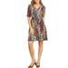 Allegra K Women's Floral Puff Sleeve V Neck Fit and Flare Dress