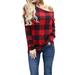 Womens Plaid Shirts Long Sleeve Autumn Winter Thin Casual Loose Shirt Blouse Tops Off The Shoulder Tops Vintage Shirts