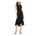 CALVIN KLEIN Womens Black Sleeveless Jewel Neck Midi Hi-Lo Evening Dress Size 6