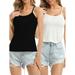 UKAP Basic Cami Tank Tops for Women Lightweight Camisole Stretch Comfy Cotton Spaghetti Strap Vest Top 2 Pack