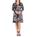 24/7 Women's Plus Size Comfort Apparel Feminine Paisley Long Sleeve Knee Length Plus Size Dress