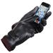 PU Leather Touchscreen Gloves Driving Gloves Black Winter Warm Gloves