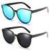 HAWEE Oversized Sunglasses for Women Men Trendy Cateye Sun Glassses Retro Large Frame Shades Blackï¼ˆ2 pcsï¼‰