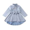 Musuos Girls One-piece Coat Long Sleeve Bow Lace-up Button Windbreaker