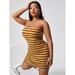 Women's Plus Size Striped Print Tube Mini Dress