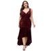 Ever-Pretty Women's Sequin V-Neck Mermaid High-Low Maxi Prom Dress 04822 Burgundy US20