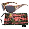 Hornz Pink Camouflage Polarized Sunglasses Country Girl Style Camo & Free Matching Microfiber Pouch - Pink Camo Frame - Smoke Lens