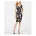 ADRIANNA PAPELL Womens Black Floral Printed Sleeveless V Neck Above The Knee Body Con Evening Dress Size 12