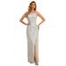 Ever-Pretty Women's Shiny One Shoulder Sequins Ruched Side Long Evening Party Dress 00116 Rose Gold US4