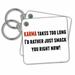 3dRose Karma Takes Too Long I Rather Just Smack You Right Now - Key Chains, 2.25 by 2.25-inch, set of 2