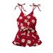 Listenwind Toddler Girl Daisy Flower Romper Jumpsuits Spaghetti Straps Sleeveless Button Playsuit
