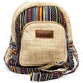 Core Hemp Mini Backpack - Handmade Boho Purse Made From Organic Hemp For Women & Girls - Colorful Hippy Bag With Two Compartments - Lightweight, Small Backpack (Multi-Colored)