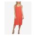 CECE Womens Orange Spaghetti Strap V Neck Tea Length Shift Dress Size 2