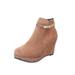 LUXUR Women's Solid Color Ankle Boots Fashion Shoes Wedge Boots Anti-Slip Booties Zipper