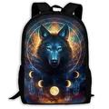 Computer Business Backpacks for Women Men College School Student Gift, Galaxy Space Dream Catcher Wolf Bookbag Casual Hiking Daypack, Ideal for Work, Travel, School, College, School, and Commutin