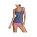 Women Print Sporty Double Up Layered Two Piece Tankini Sets Swimsuits