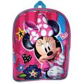 Disney Minnie Mouse Backpack 15" Smiles Flowers & Hearts Glossy Print