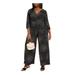 TAYLOR Womens Black Belted Polka Dot 3/4 Sleeve V Neck Wide Leg Evening Jumpsuit Size 18W