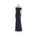 Eliza J Womens Off-The-Shoulder Satin Trim Evening Dress