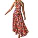 Sexy Dance Summer Dress for Women Backless Ruffle Sundress Halter Neck Sleeveless Floral Long Maxi Dress