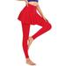 Avamo Women 2 in 1 Yoga Culottes Leggings Tummy Control Fake Two Piece Pants and Skirts for Skating Golf Workout