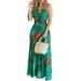 Summer Dress for Womens Boho Floral V-neck Long Maxi Dress Sleeveless Backless Dress Lady Beach Sun Dress