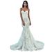 Daciye Wedding Women Off Shoulder Fishtail Dress V Neck Formal Lace Dresses (S)