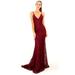 Jocestyle Sling Long Women Lace Dress Bodycon V Neck Backless Red Gown (XL)