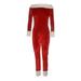 Binpure Women's Christmas Romper, Velvet Jumpsuit, Long Sleeve Boat Neck Off-Shoulder Loose Home Casual Trousers