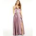 Blondie Nites Women's Side-Slit Halter Gown Purple Size Small