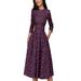 Frecoccialo Women's Floral Midi Dress with Pockets Vintage Elegant Evening Cocktail Dress