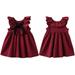 Summer Baby Girls Casual Flare Sleeve Bow Dress Children Cute Solid Sleeveless Sundress Outfits