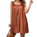 Promotion Clearance Women's Dress Summer New Product Cotton Sunshirt Loose Solid Color Wood Ear Fairy Dress Red XL