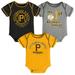 Newborn & Infant Black/Gold/Gray Pittsburgh Pirates 3-Piece Bodysuit Set