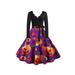 Sexy Dance Womens Halloween Pumpkin Dress Costume Evening Party Swing Skater Fancy Dress Women Long Sleeve V- Neck Cocktail Party Vintage Dress