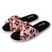 Women's Pink Leopard Soft Plush Thong Slippers with Comfortable Memory Foam Interior and Anti-Slip Rubber Sole For Indoor, Outdoor, Spa Use (US Women's Size 9)