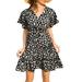 Summer Casual Formal Dress Short Sleeve Floral High Low V-Neck Women's Floral Print A-Line Short Sleeve V Neck Flowy Party Sexy Empire Waist Dress