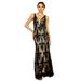 Soieblu Black and Nude Lace Yoke & Mesh Sleeveless Embroidery Detail Maxi Dress, Small