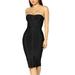 HyBrid & Company Womenâ€™s Sexy Strapless off Shoulder Bodycon Stretch Knee Length Midi Bandage Dress for Party , DRBD71794-BLACK-L