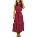 UKAP Women's Polka Dot Printed Ruffle Hem Swing Dresses Mock Neck Halter Dress Party Lace Up Empire Waist Dress Red L(US 10-12)