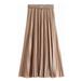 LA HIEBLA Women Pleated Retro Long Maxi Elastic Waist Chiffon Dance Skirt