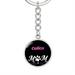 Cat Lover Keychain Gift Calico Cat Mom Keychain Stainless Steel Or 18k Gold Circle Pendant
