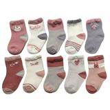 Toddler Cute Sock Baby Fun Cotton Socks Soft Color Quarter Gift Socks Kids Ankle High Sock 10 Pairs (Girl2, 0~1 Years)