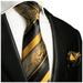 Super Long 70 inch Gold and Black Patterned Silk Tie Set by Paul Malone