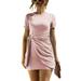 Womenâ€™s Short Sleeve Summer Mini Dress Casual Crew Neck Ruched Bodycon Short Mini Dress T Shirt Dresses