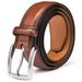 Men's Belt, Genuine Leather Dress Belts for Men with Single Prong Buckle- Classic & Fashion Design for Work Business and Casual (Brown, 38in)